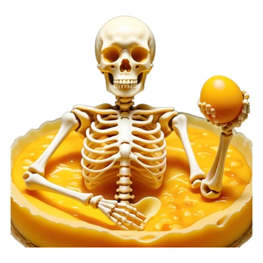 Ethereal pieces of aged cheese, golden egg yolk, and natto floating around a translucent glowing skeleton. Fine rays of golden light flow from the foods to the bones, where small locks open upon contact, guiding calcium like precision keys that prevent accumulation in arteries. sticker