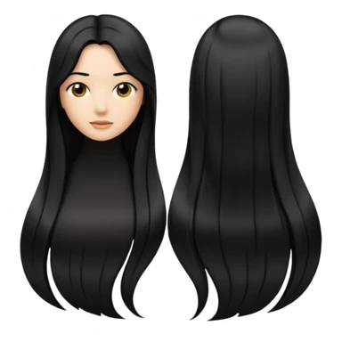 back view of long black hair sticker