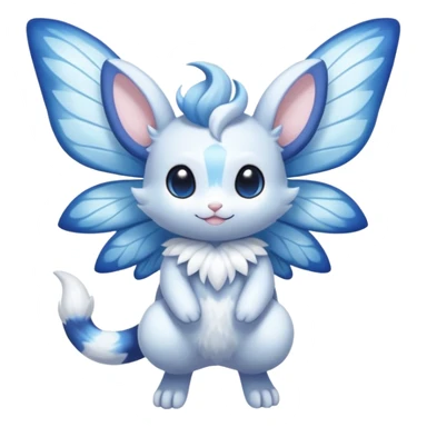 White innocent pastel cute adorable kawaii divine winged furry fairy-Fakémon-Minccino-Meowstic-hybrid-fusion (full body) sticker