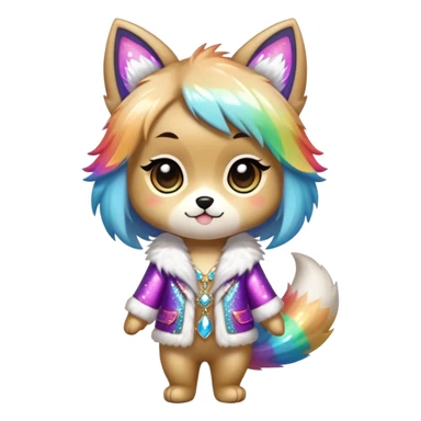  High quality detailed Cute Cool Kawaii stylish Pretty Chibi Fur-Sona Shiny Colorful Sparkly Fakemon Full Body sticker