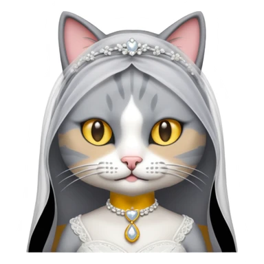 grey cat bride sticker
