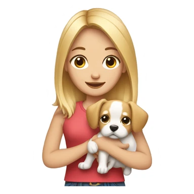blonde girl holding a dog in her hands sticker