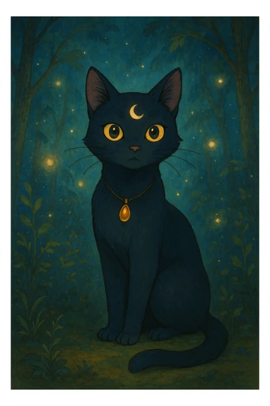 magical cat, elegant illustration style, bright eyes, mystical background sticker