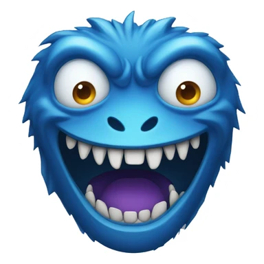 blue monster big teeth sticker