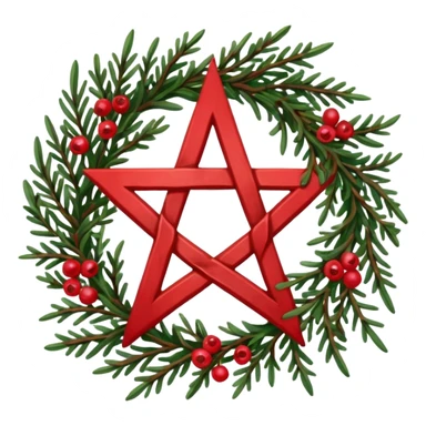 yule pentacle, evergreens, berries sticker