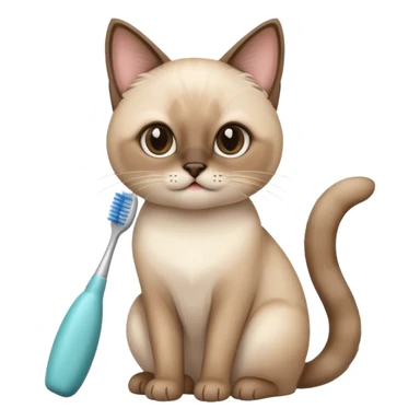 cute siamese cat, tooth brush, hair brush sticker