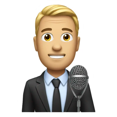 Guy taking interview with microphone  sticker