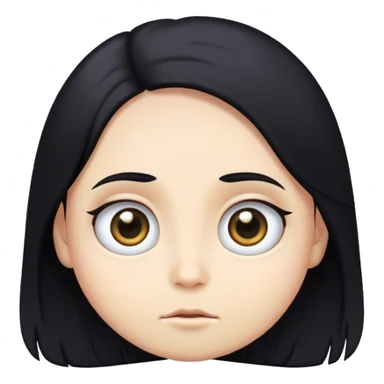 Long black hair. Big eyes.Round face. sticker