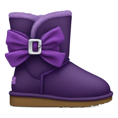 Dark Purple ugg boots with fur and purple silver buckle and light purple bow sticker