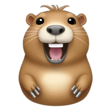 Laughing capybara with stainless steel tubes sticker