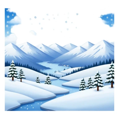 painting with snowing landscape sticker