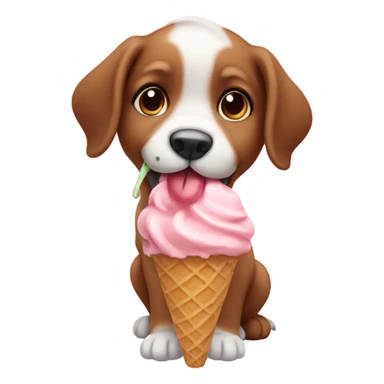Cute puppy eating ice cream sticker