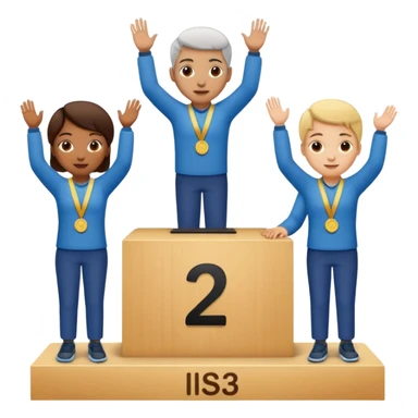 show people on podium in first, second and third place.  The podium should be labled 2, 1, 3 sticker