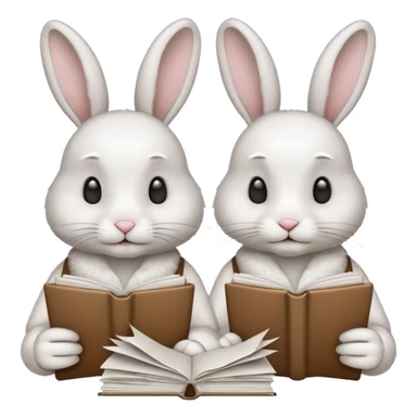 two rabbits working on research sticker