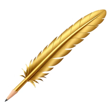 3D perspective Premium golden feather pencil sticker