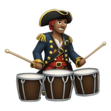 clean shaven pirate playing drums sticker
