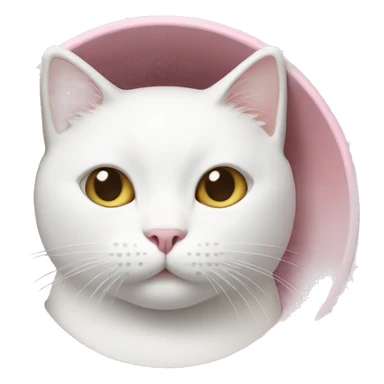 white cat with a light pink bowl sticker