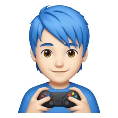 blue gamer Boy happy blue hair sticker