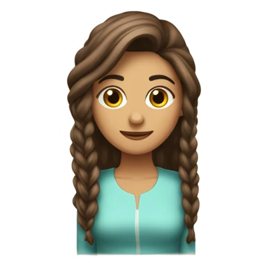 Garota morena, com cabelo castanho longo e encaracolado e curtain bangs  sticker