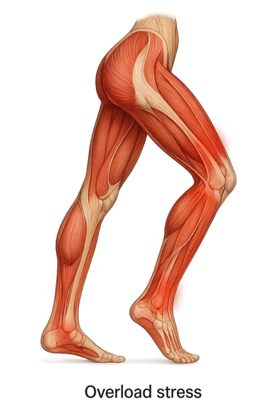 PRENDI SPUNTO DALLA FOTO E FAMMI A LIVELLO ANATOMICO LA GAMBA IN SOVRACCARICO sticker