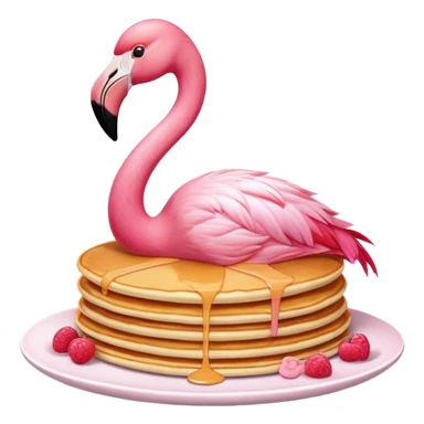 flamingo with a pancake sticker