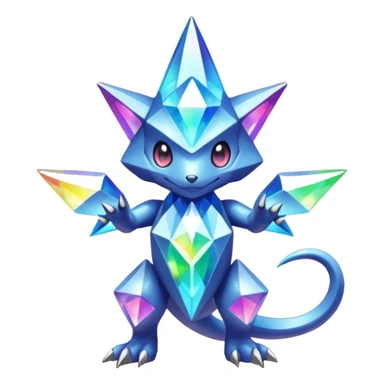 Glitter-dusted Crystaline Light-refracting Prismatic Pokémon-Fakémon-Digimon-Creature, (full body) sticker