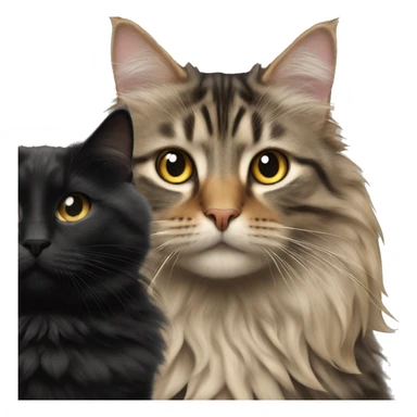 a long haired tabby full body and black cat sticker