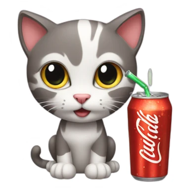 cat with soda sticker