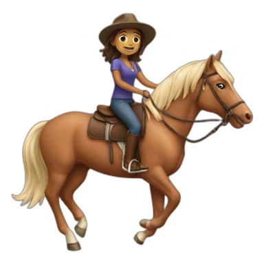 A girl rides a horse sticker