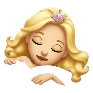 Sleeping blonde princess in pink bed  sticker