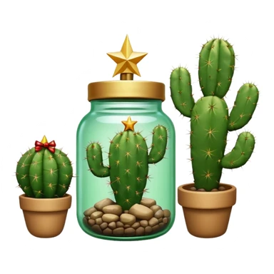 Cactus holding an overturned jar Christmas tree sticker