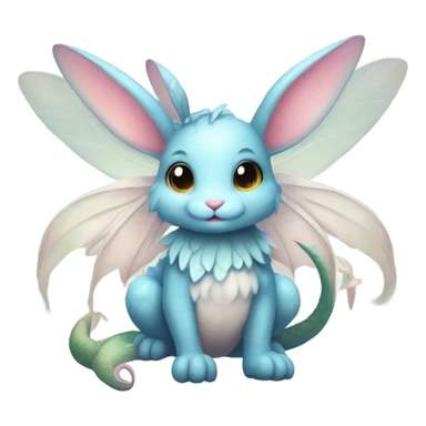 Cute fairy bunny being protected by cute water dragon sticker