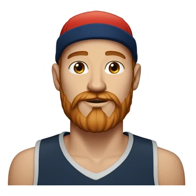 35 years old, male, red hair, black basketball hat, blue eyes, pale complexion, thick beard and thin mustache sticker