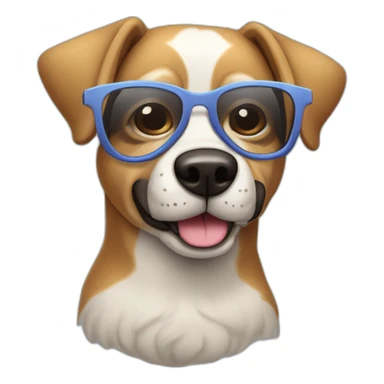 Un perro con gafas llamando por celular sticker