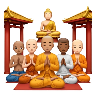 people praying in a Buddhist temple sticker