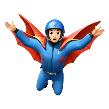 A wingsuit jumper soaring through the air between towering mountains, with the suit spread wide to catch the wind. The background features dramatic cliffs and expansive skies, emphasizing the thrill and freedom of base jumping in a stunning natural landscape. sticker