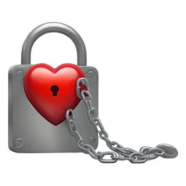 a  single red glossy heart, with a single chain and padlock wrapped around it sticker