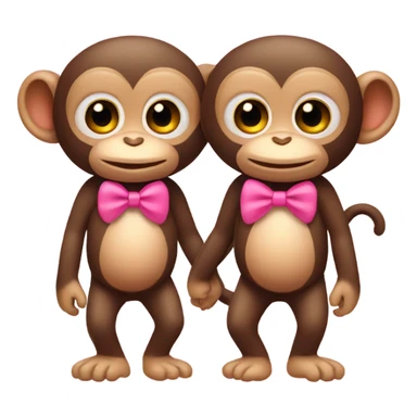 two monkeys in love, one is wearing a pink bow  sticker