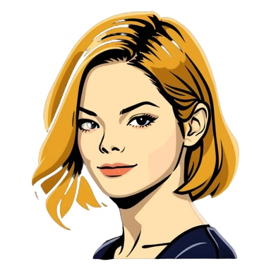 Michelle Monaghan with honey blonde hair, elegant portrait sticker