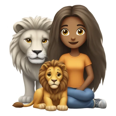 girl with lion  sticker