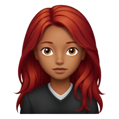 Girl with light brown skin and dark long red hair sticker