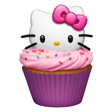Hello kitty cupcake with pink frosting and sprinkles  sticker