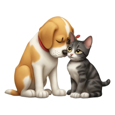 Dog kissing cat  sticker