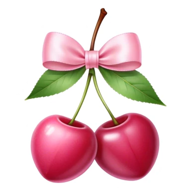 "Two pink cherries with a soft ribbon bow, delicate and sweet, pastel aesthetic."
 sticker