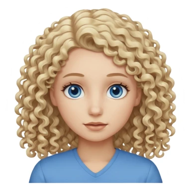Curly blond blue eyes. Long hair cool beige blond. Longer hair beige ash blonde. sticker