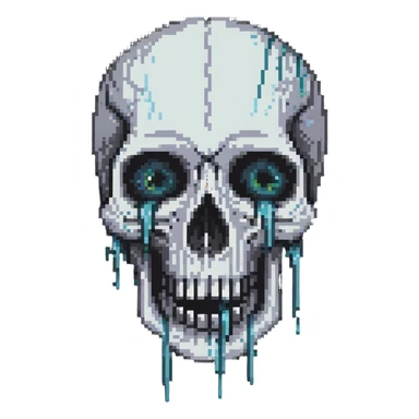 crying skull, tears flowing from eye sockets sticker