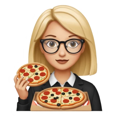 pizza take-out with glassess and long lashes sticker