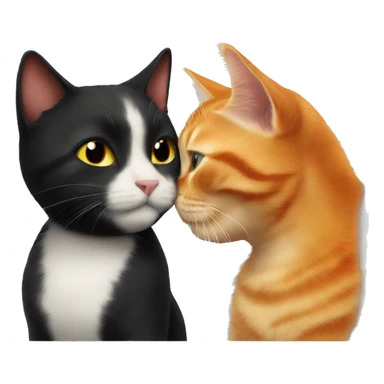 little black cat and big ginger cat kissing sticker