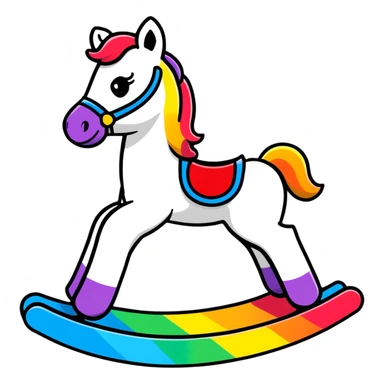 Rainbow gradient rocking horse toy sticker