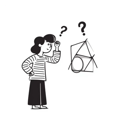 a person trying to solve a puzzle, scratching their head with a big question mark above, playful doodle style sticker